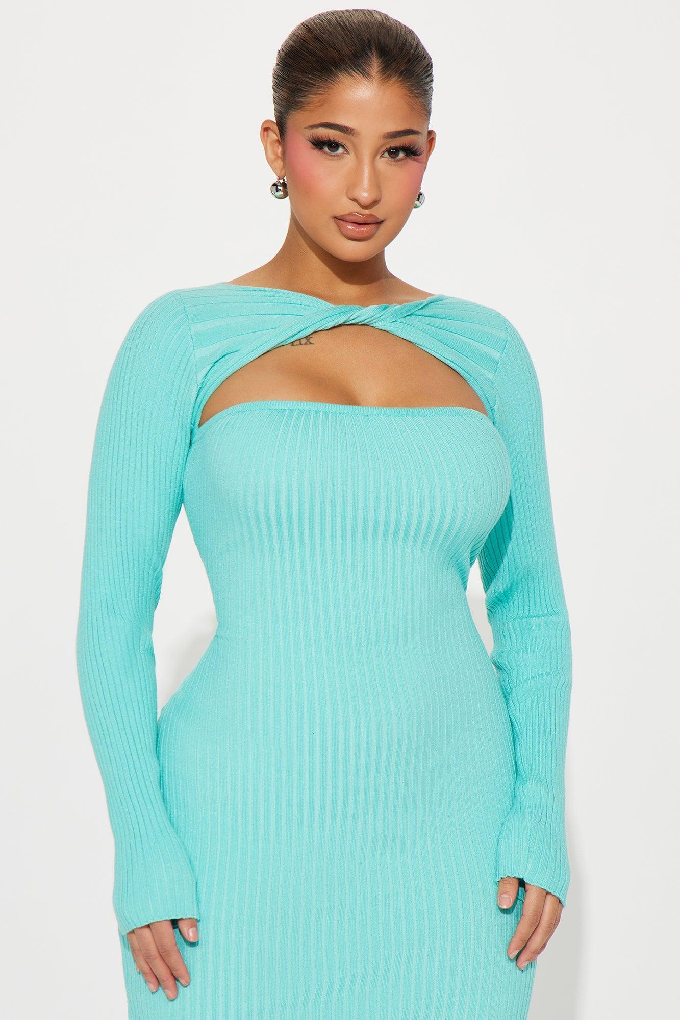 Tatiana Twisted Midi Dress - Aqua Product Image