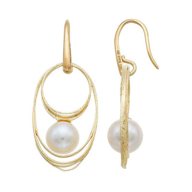 PearLustre by Imperial 14k Gold Freshwater Cultured Pearl Hoop Drop Earrings, Womens Product Image