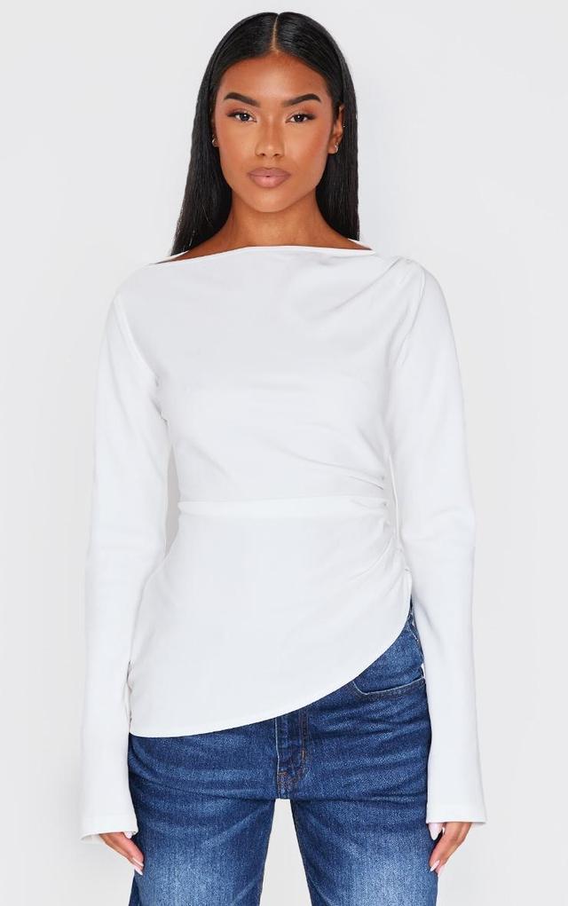 White Asymmetric Long Top Product Image