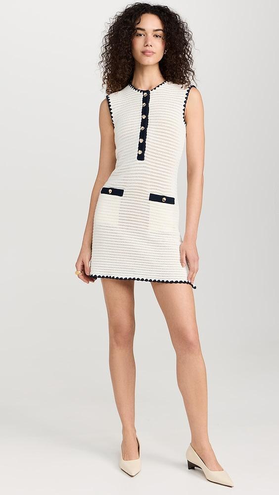 Self Portrait Cream Crochet Contrast Trim Mini Dress | Shopbop Product Image