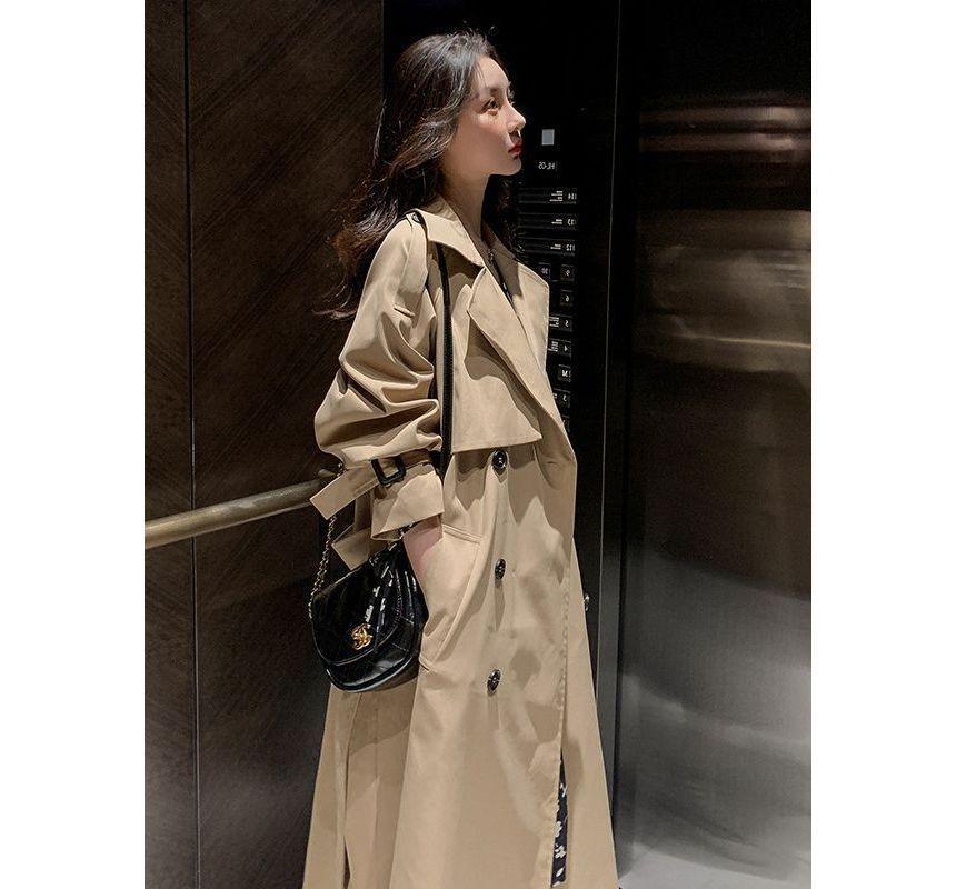 Double Breasted Plain Long Trench Coat product image