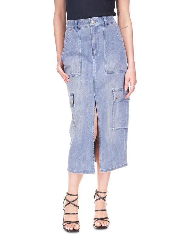 Michael Michael Kors Womens Cargo Denim Midi Skirt Product Image