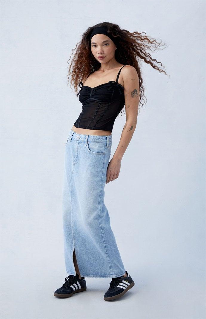 Women's Low Rise Denim Maxi Skirt - Product Image