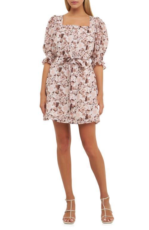 English Factory Floral Puff Sleeve Linen Blend Minidress Product Image