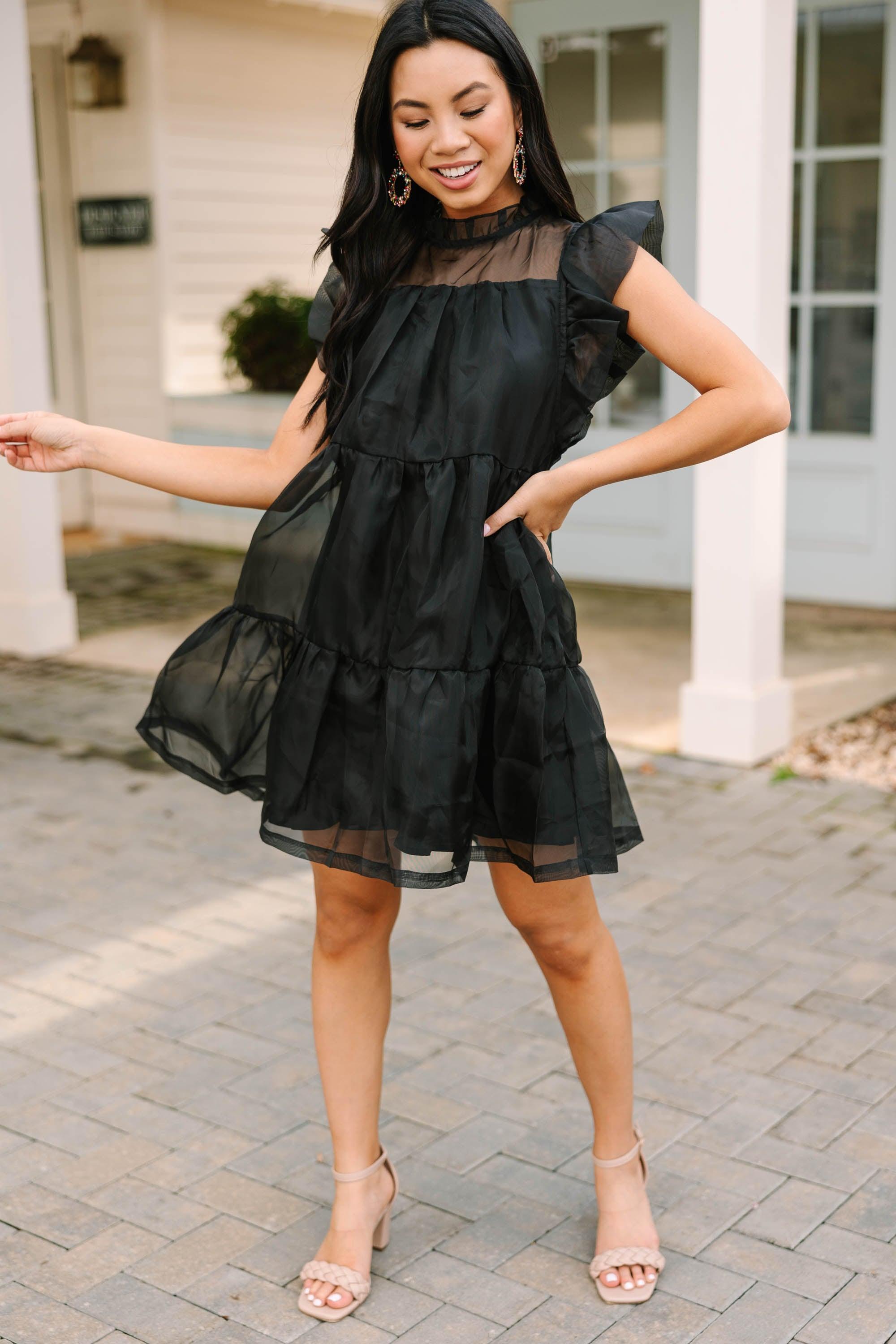 Keep Watch Black Ruffled Dress Female Product Image