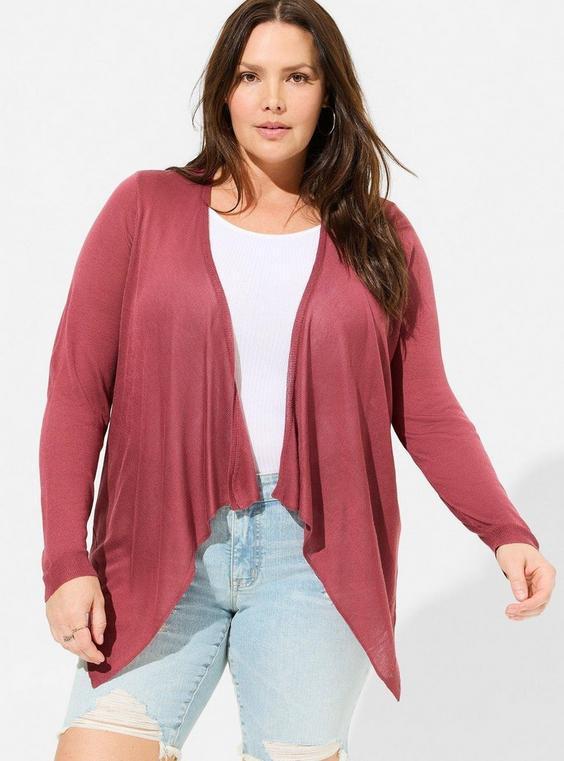 Tissue Weight Cardigan Drape Front Sweater Product Image