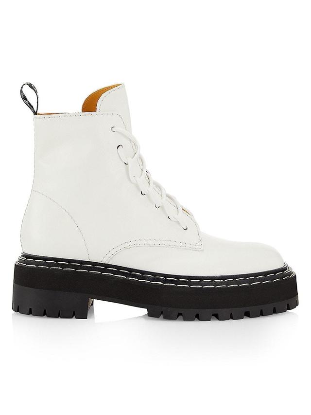 Womens Leather Lace-Up Lug-Sole Boots Product Image