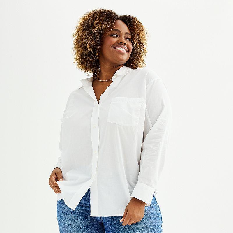 Plus Size Sonoma Goods For Life Oversized Boyfriend Shirt, Womens Product Image