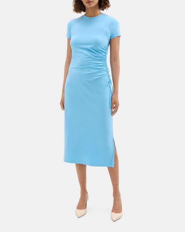 Gathered Dress in Stretch Cotton-Modal Product Image