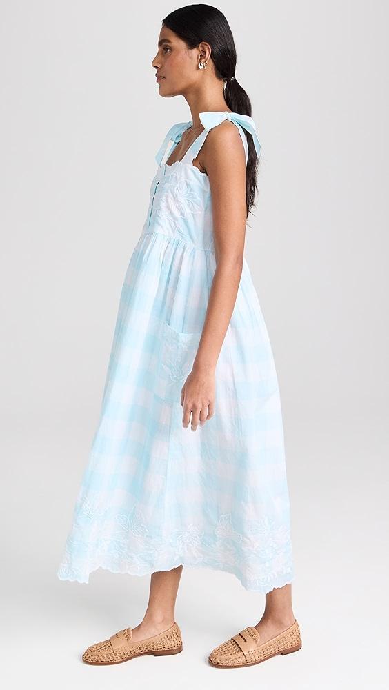 Juliet Dunn Gingham Print Tie Shoulder Dress | Shopbop Product Image