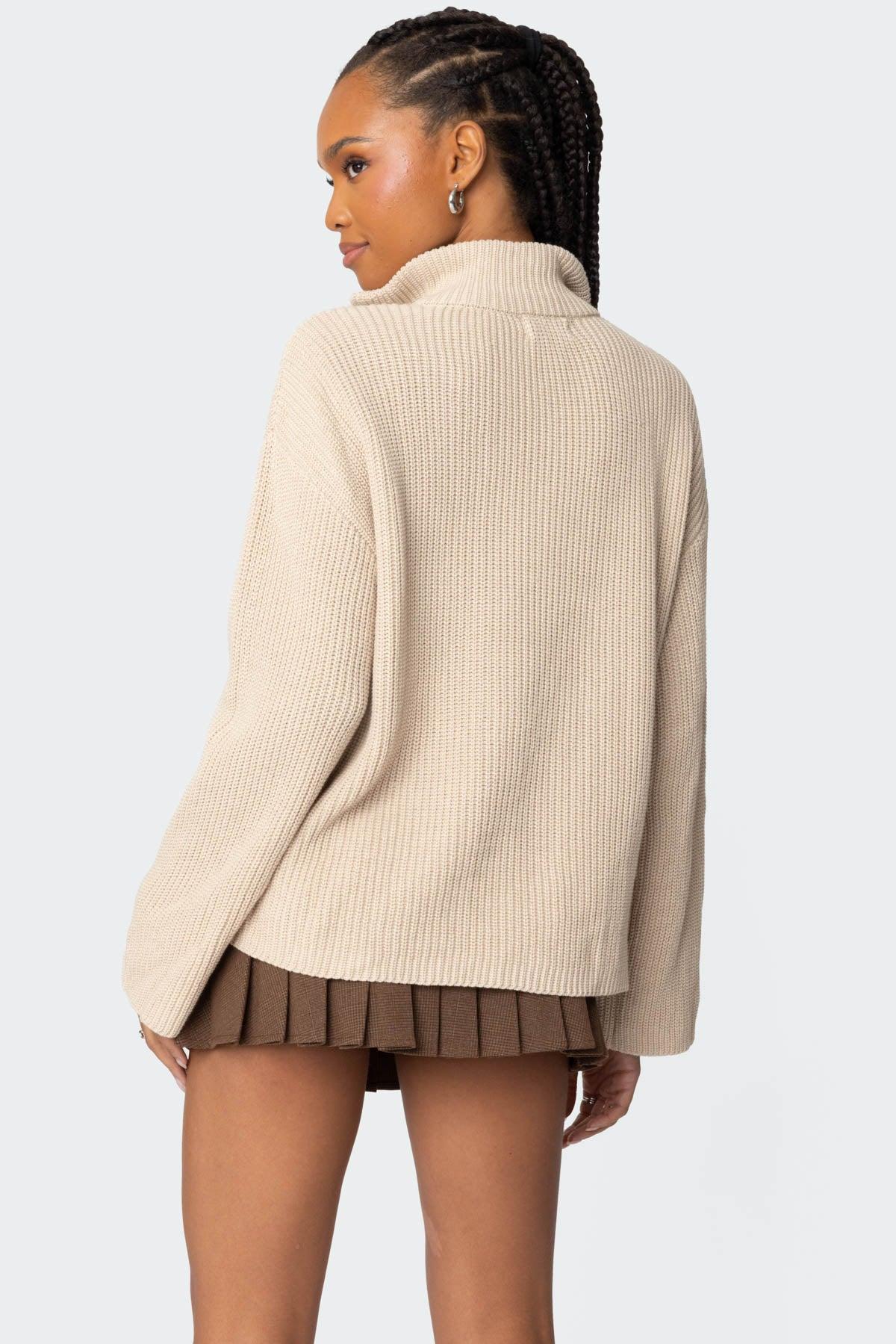 Amour High Neck Oversized Zip Sweater Product Image