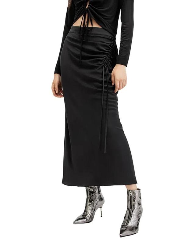 Alexia Ruched Maxi Skirt In Black Product Image