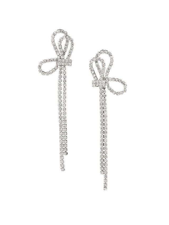 Womens Rhodium-Plated & Glass Crystal Bow Drop Earrings Product Image