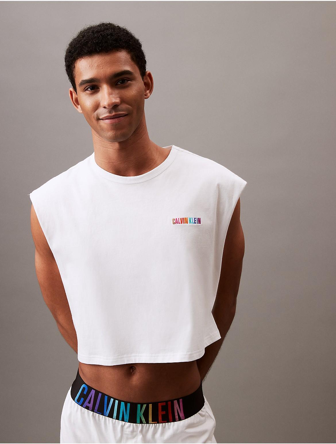 Calvin Klein Mens Intense Power Pride Cropped Muscle Tank - White - L Product Image