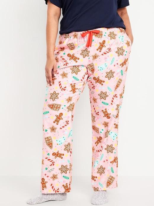 Mid-Rise Printed Flannel Pajama Pants Product Image