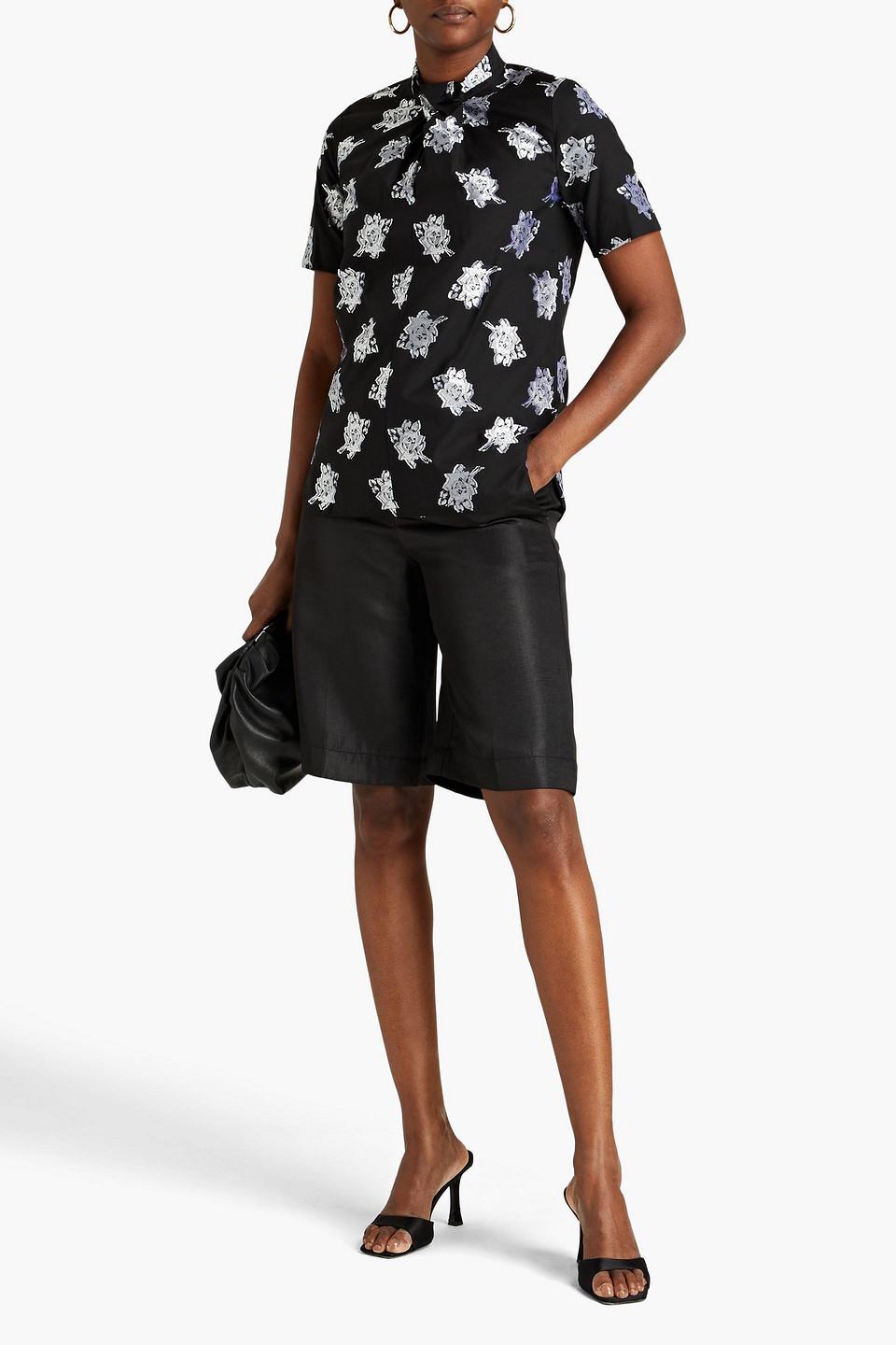 Black Karola Short Sleeve Blouse In Black/white Product Image