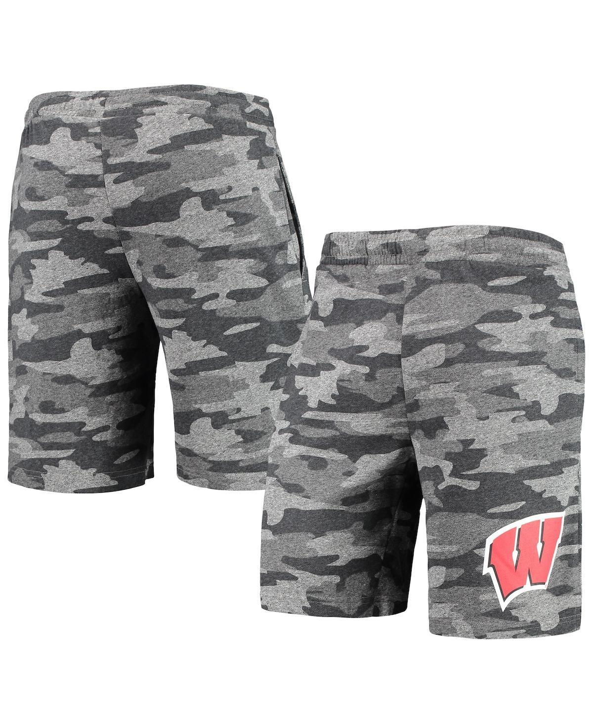 Mens Concepts Sport Charcoal/Gray Wisconsin Badgers Camo Backup Terry Jam Lounge Shorts Product Image