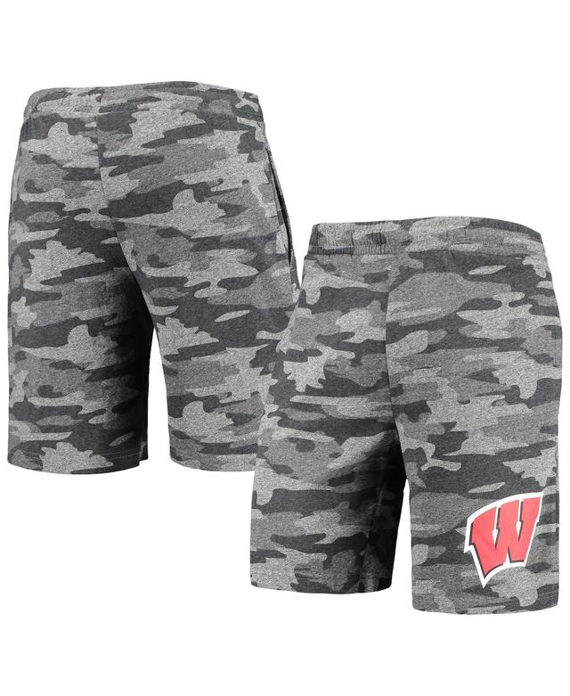 Mens Concepts Sport Charcoal/Gray Wisconsin Badgers Camo Backup Terry Jam Lounge Shorts Product Image