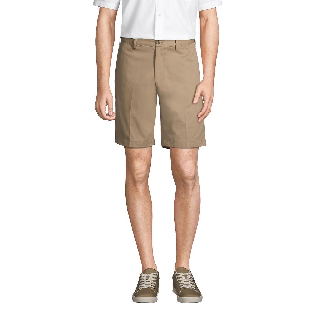 Big & Tall Lands End Comfort Waist 9-inch No-Iron Chino Shorts, Mens Light Grey Product Image