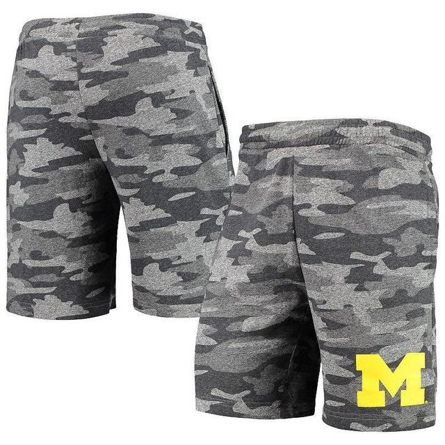 Mens Concepts Sport Charcoal/Gray Michigan Wolverines Camo Backup Terry Jam Lounge Shorts Product Image