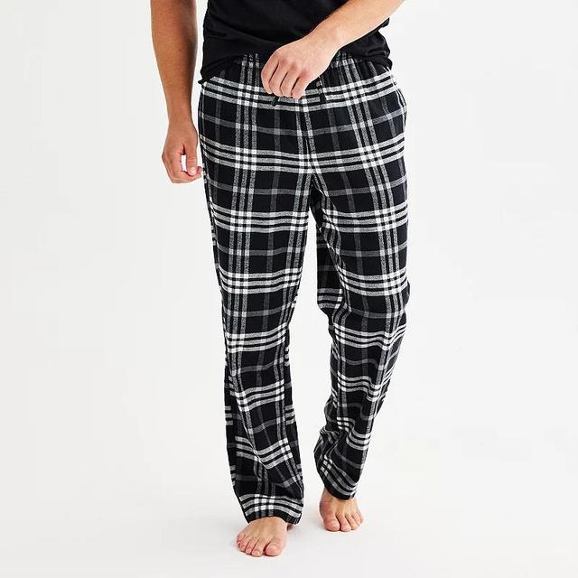 Mens Sonoma Goods For Life Flannel Drawstring Pajama Pants Iron Ore Plaid Product Image