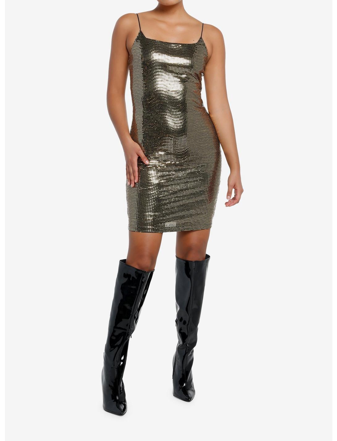 Gold Sequin Mini Dress Product Image