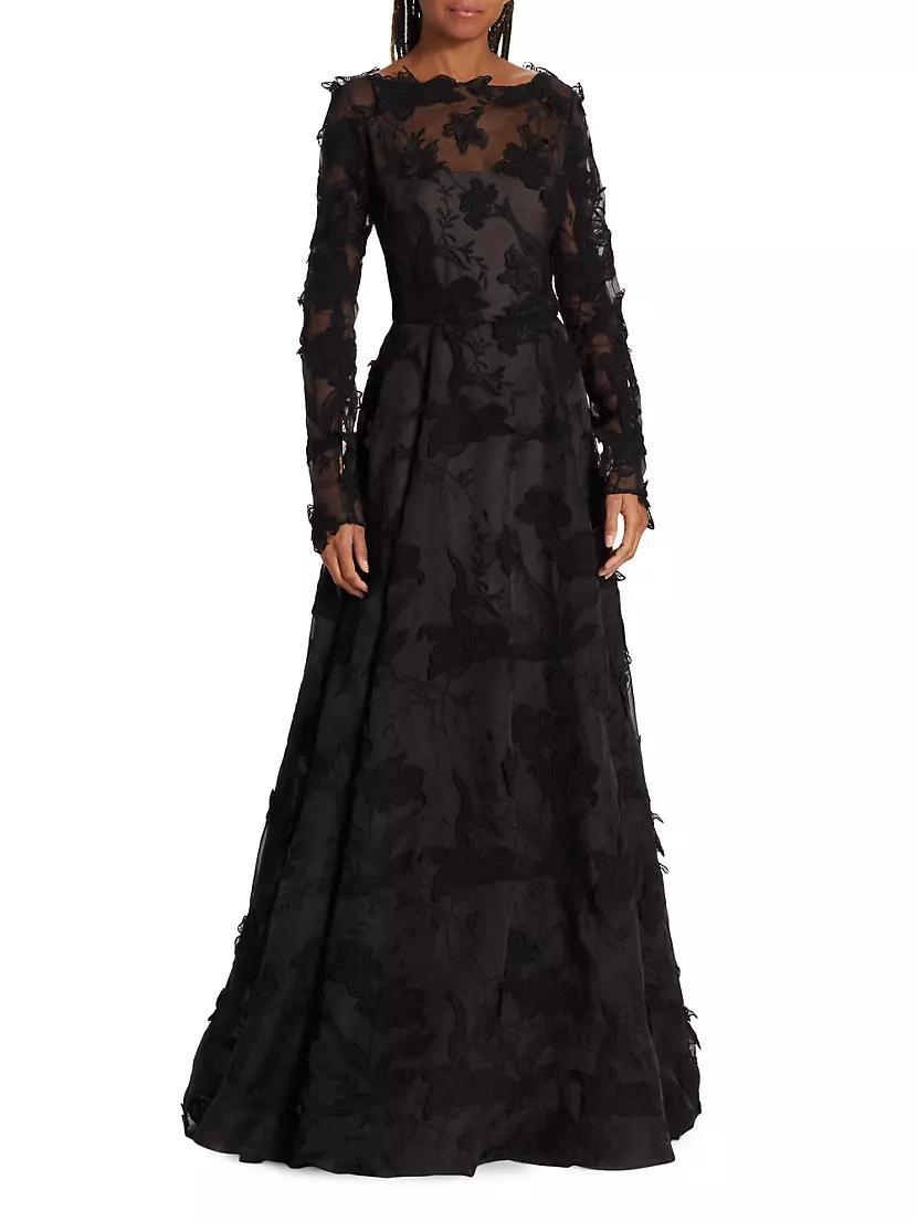 Long-Sleeve Organza Gown Product Image