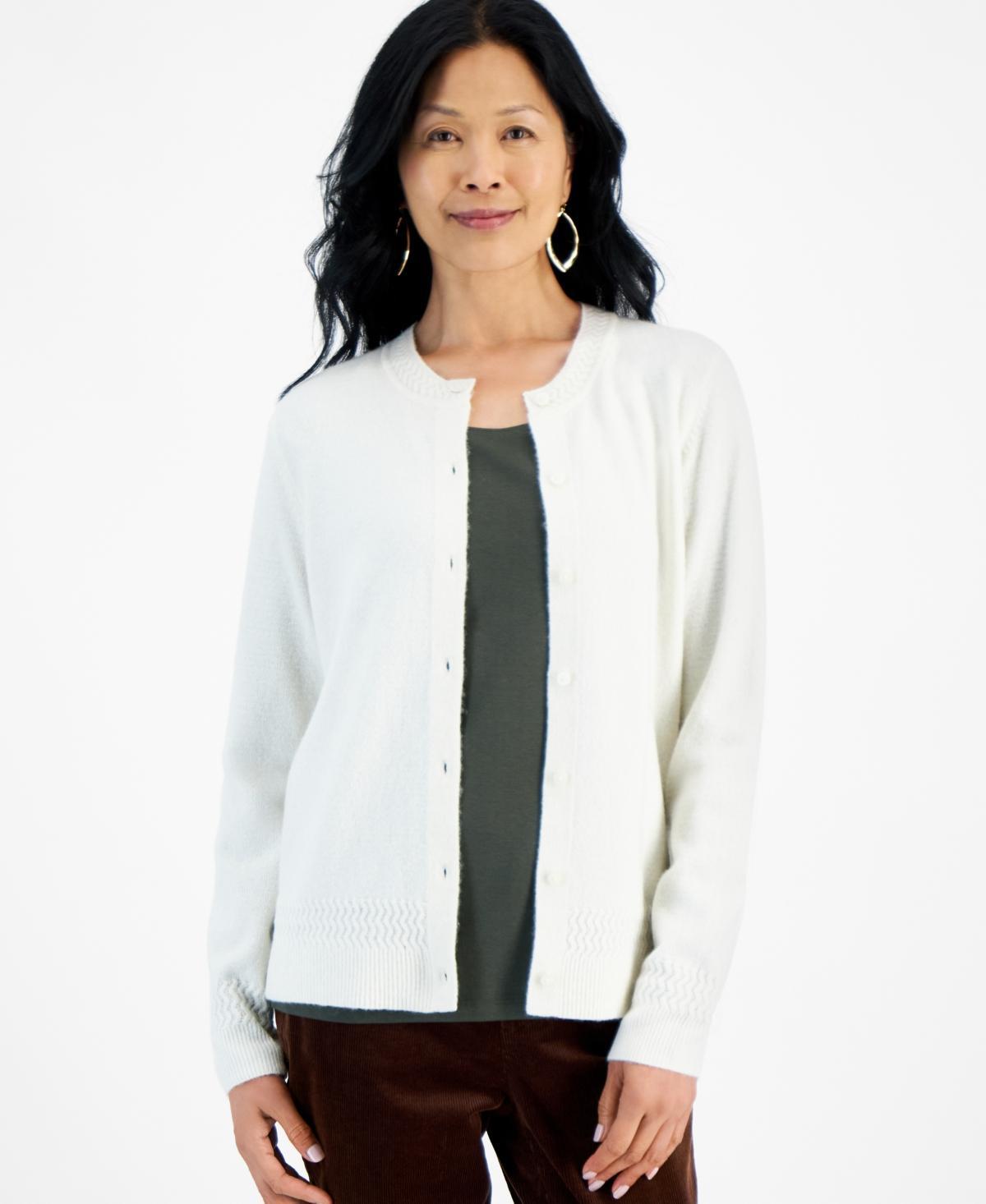 Style & Co Womens Crewneck Button-Front Cozy Cardigan, Created for Macys Product Image