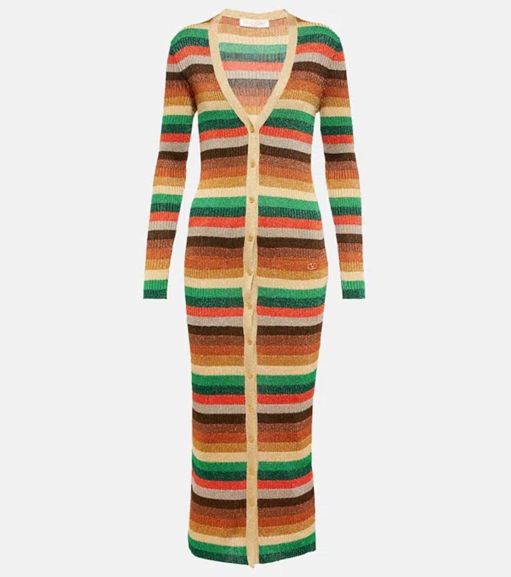 Lurex Striped V-neck Midi Dress In Multicoloured product image