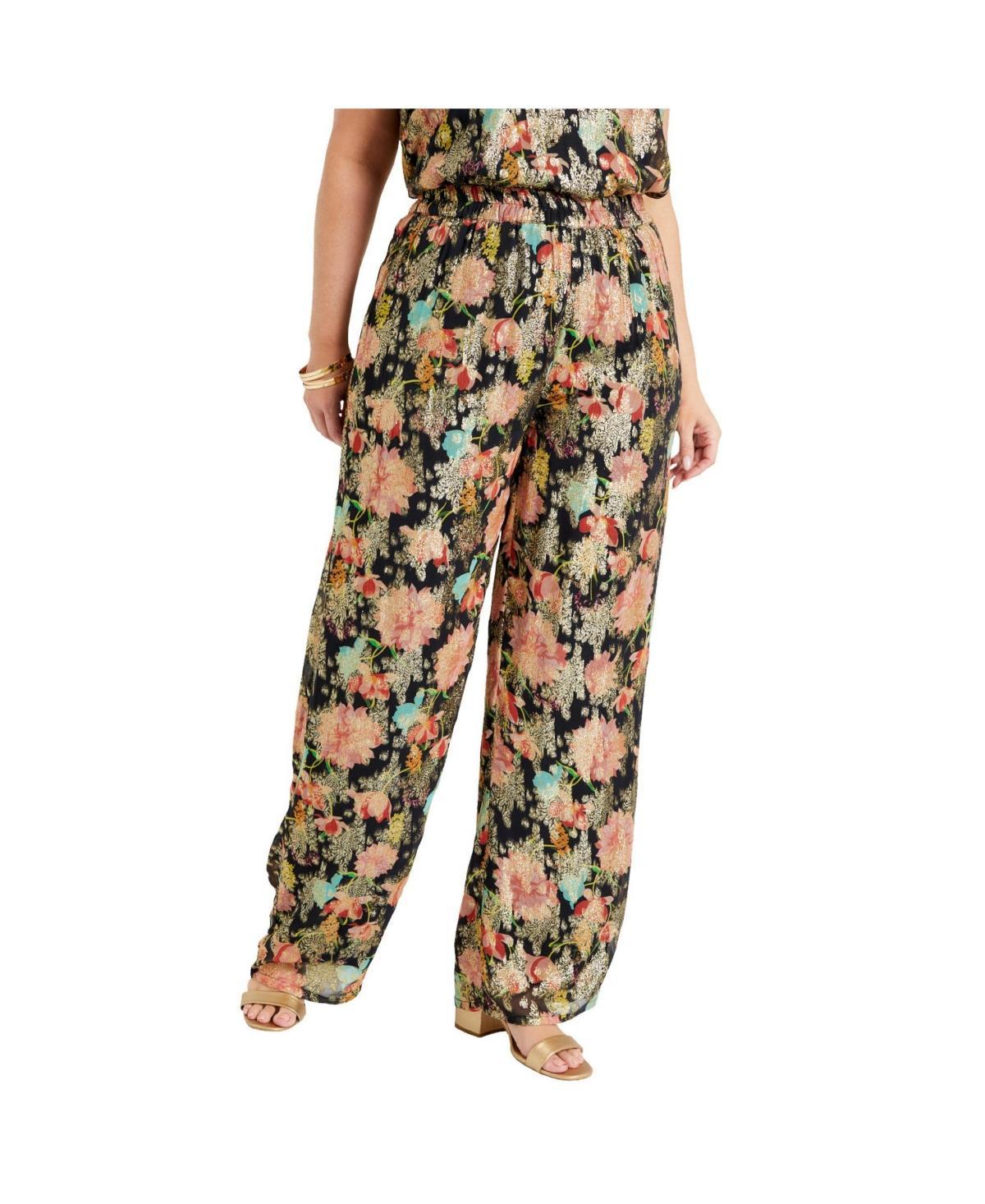 June + Vie Womens June + Vie Wide-Leg Printed Trousers Product Image