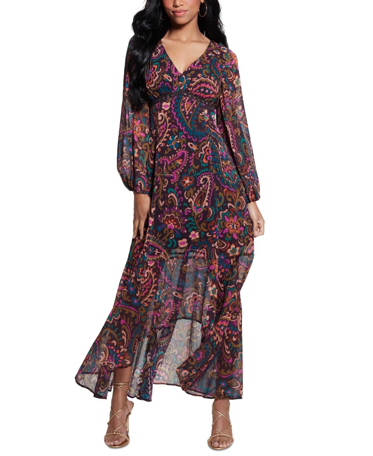 Guess Womens Bianca Paisley-Print High-Low Dress Product Image