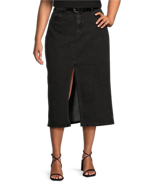 Dex Clothing Plus Mid Rise Maxi Denim Skirt Product Image