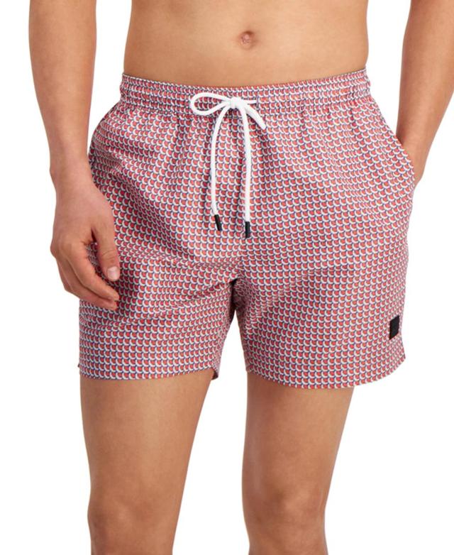 HUGO BOSS Boss By  Men's Vibe Patterned 5.3" Swim Trunks, Created For Macy's In Light,pastel Blue Product Image