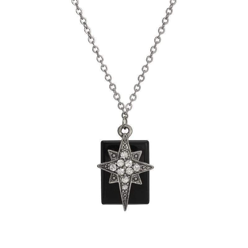 Symbols of Faith Onyx Star of Bethlehem Crystal Pendant Necklace, Womens, Black Product Image