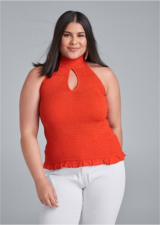 Smocked Mock-Neck Top product image