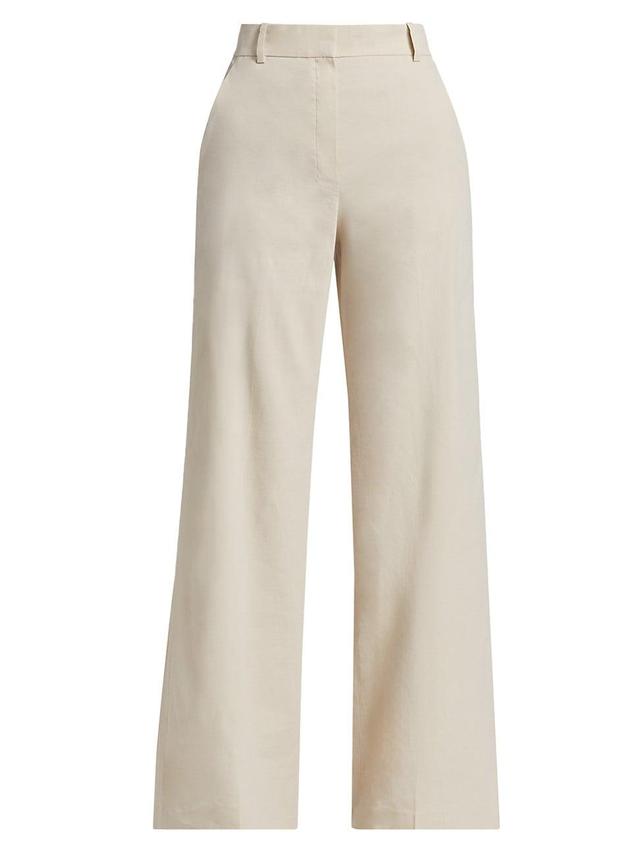 Womens Linen-Blend Wide-Leg Trousers Product Image