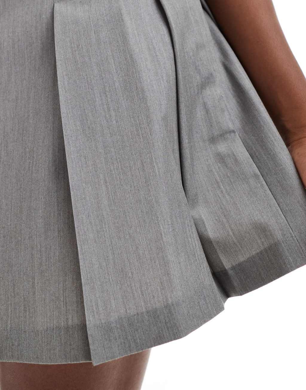 ASOS DESIGN tailored pleated mini skirt in gray Product Image