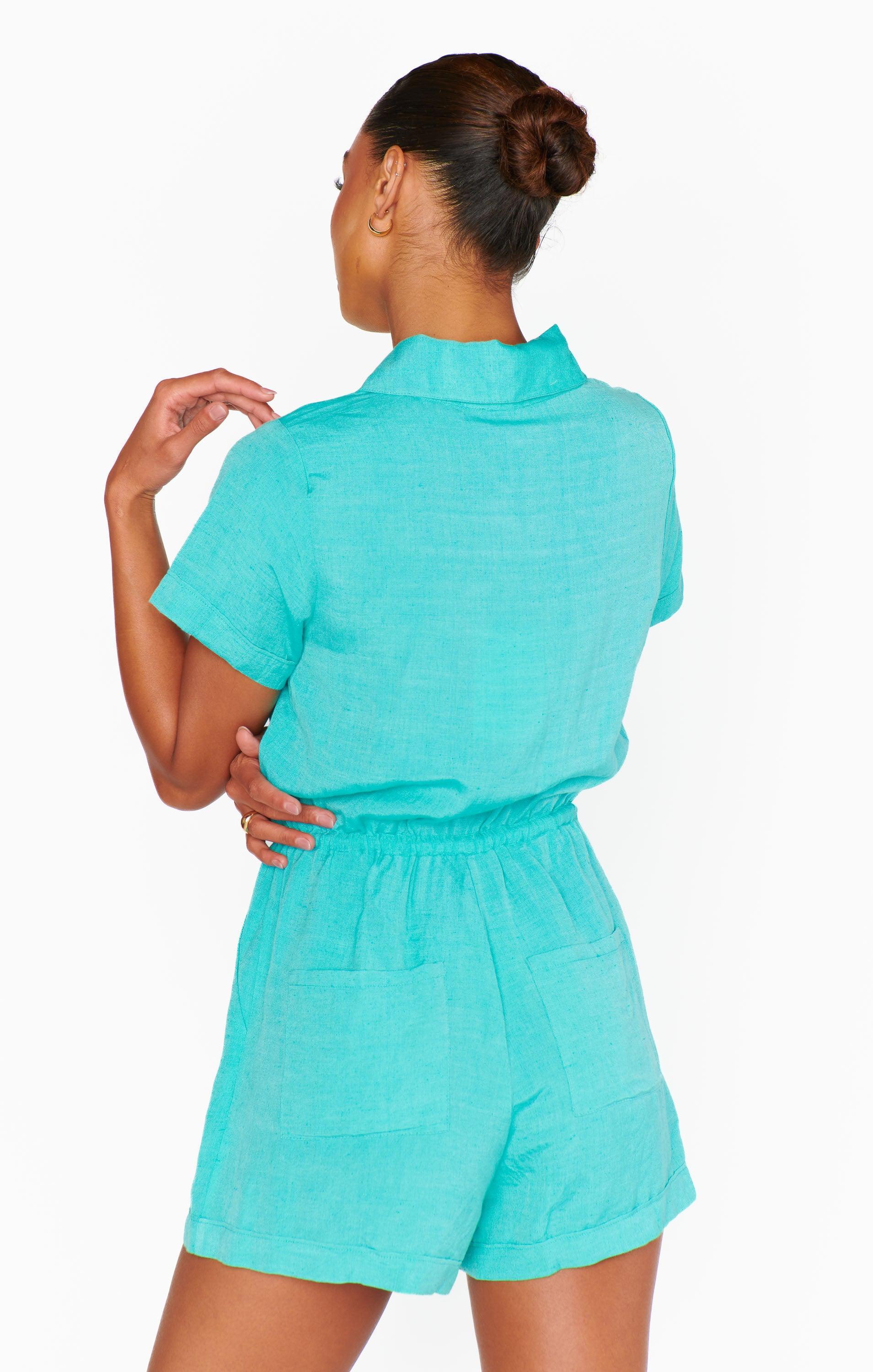 Daylight Romper ~ Teal Linen Product Image