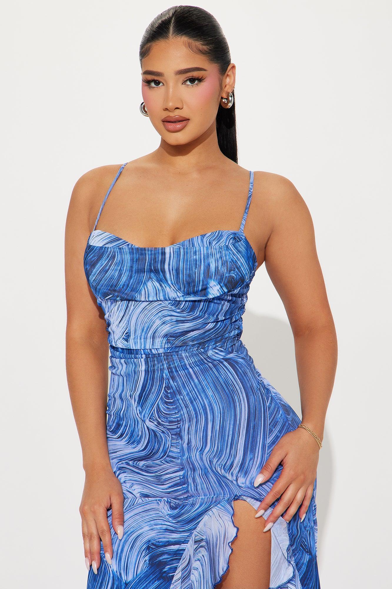 Anita Mesh Maxi Dress - Blue Product Image