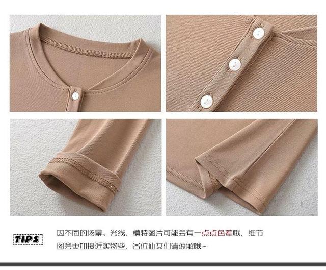 Long-Sleeve Slim-Fit Crop Henley Product Image