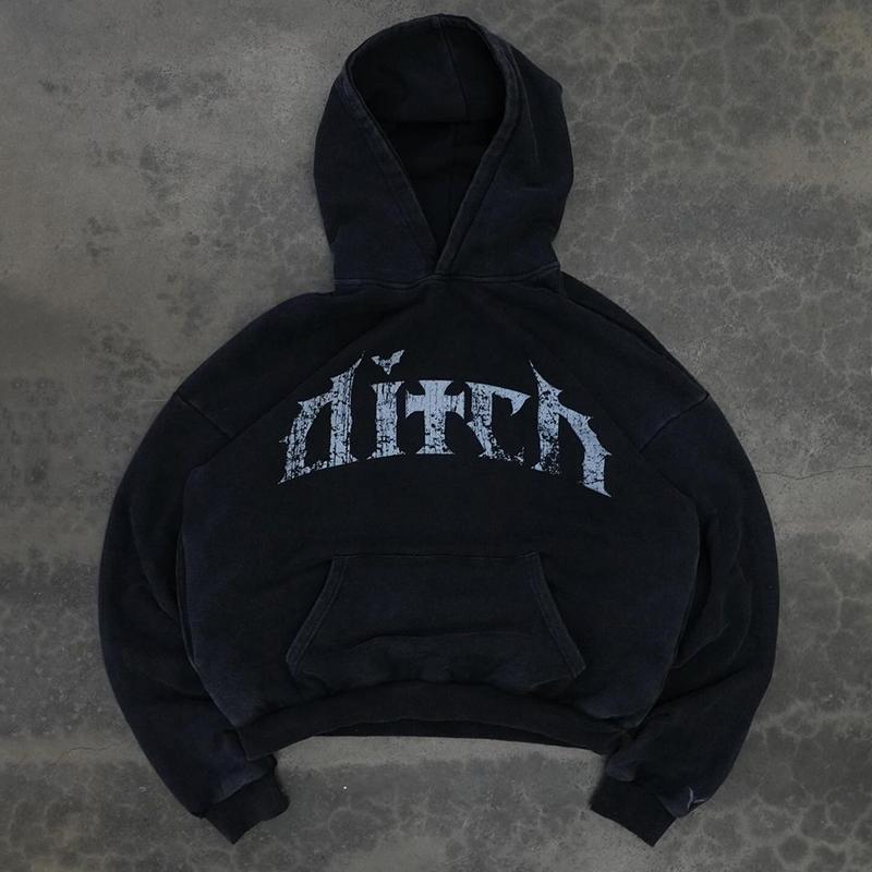 Vingate Ditch Graphic Acid Washed Oversized Hoodie Product Image