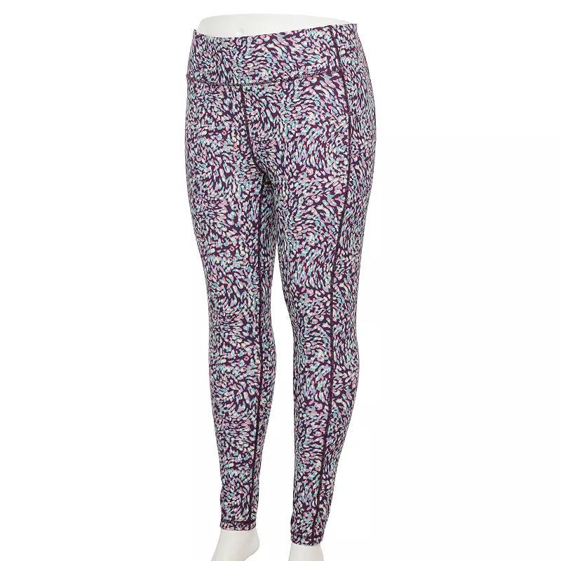 Plus Size Tek Gear Ultrastrech High-Waisted Side Pocket Leggings, Womens Purple Spotted Product Image