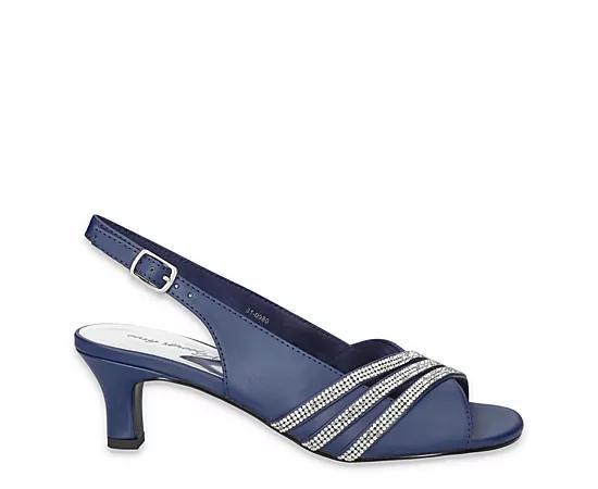 Easy Street Teton Womens Dress Heel Sandals Blue Satin Product Image