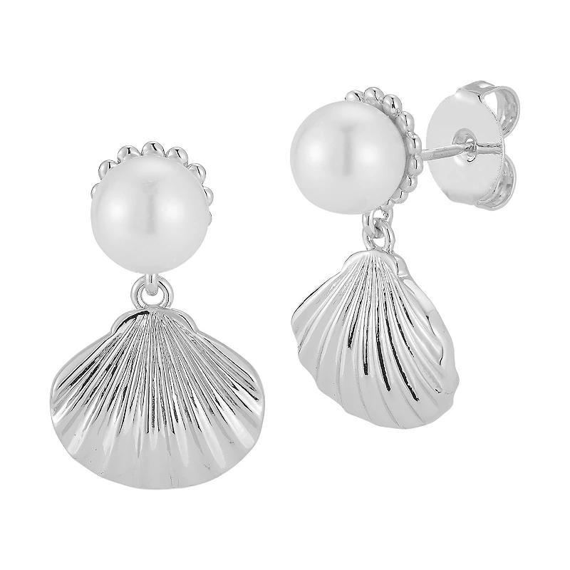 Freshwater Cultured Pearl Shell Earrings, Womens, Silver Tone Product Image