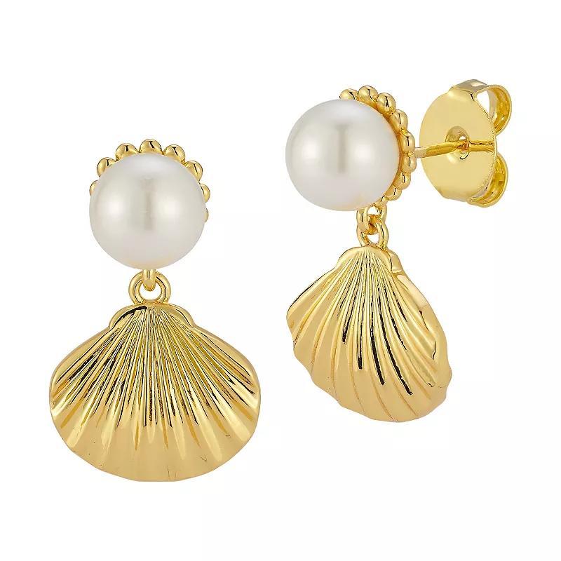 Freshwater Cultured Pearl Shell Earrings, Womens, Gold Tone Product Image