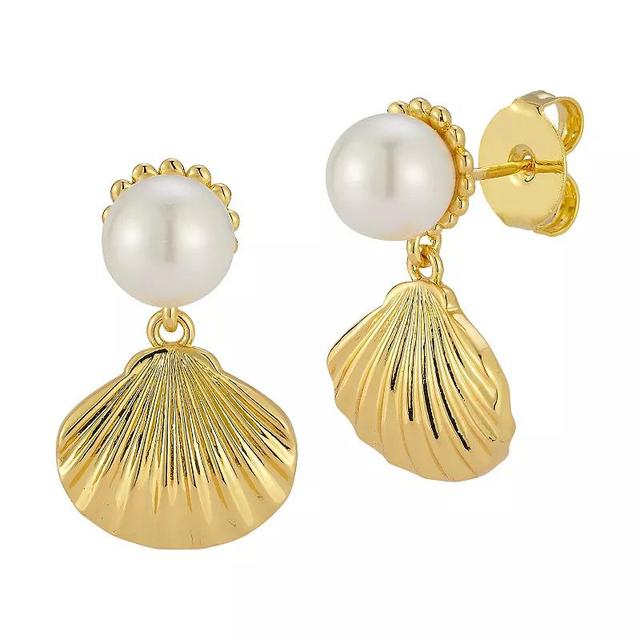 Freshwater Cultured Pearl Shell Earrings, Womens, Yellow Product Image