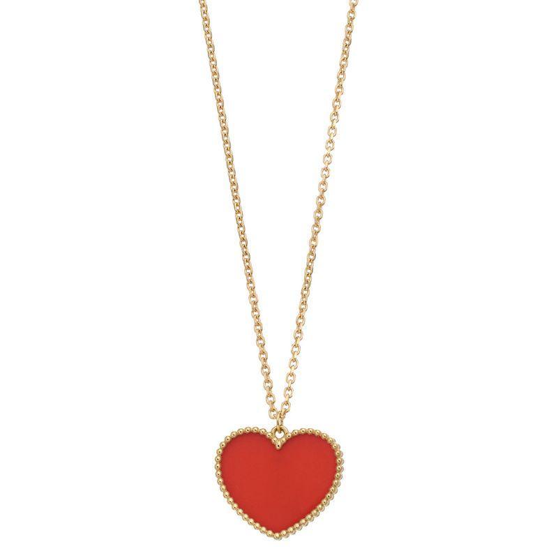 14k Gold Carnelian Heart Pendant Necklace, Womens Product Image