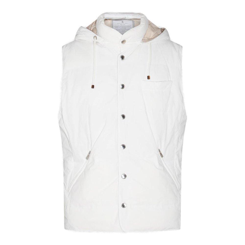 Hooded Down Gilet In White Product Image