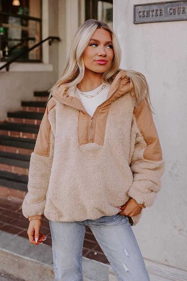 Bonfire Nights Sherpa Pullover in Khaki Product Image