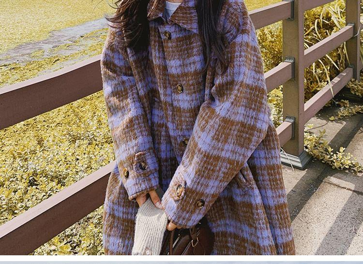 Plaid Maxi Single-Breasted Coat Product Image